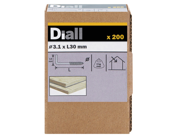 Crochets vis carré zinc 30 x 14 mm 200 pcs - Diall - Brico Dépôt