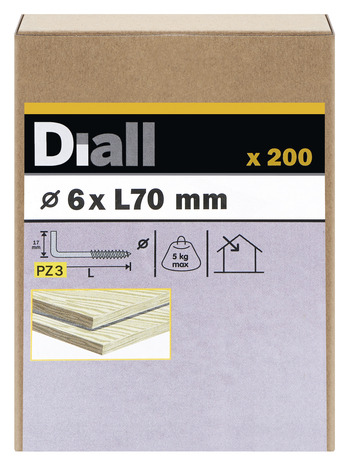 Crochets vis carré zinc 40 x 20 mm 200 pcs - Diall - Brico Dépôt