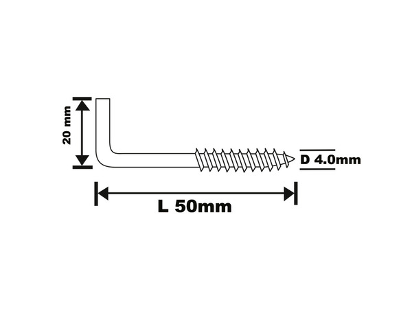 Crochets vis carré zinc 50 x 23 mm 100 pcs  - Diall - Brico Dépôt