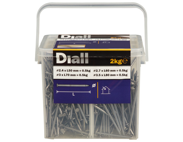 Assortiment de 2 kg de pointes têtes plates - Diall - Brico Dépôt