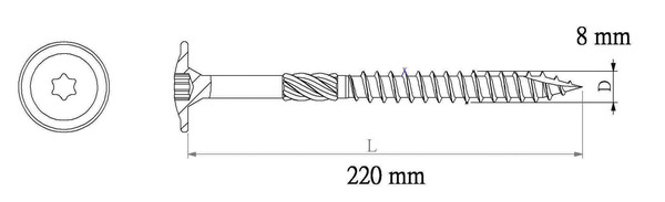 Vis cadre bois plate 8 x 220 mm - Diall - Brico Dépôt