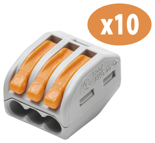 Lot de 10 bornes de connexion 3 entrées - WAGO - Brico Dépôt