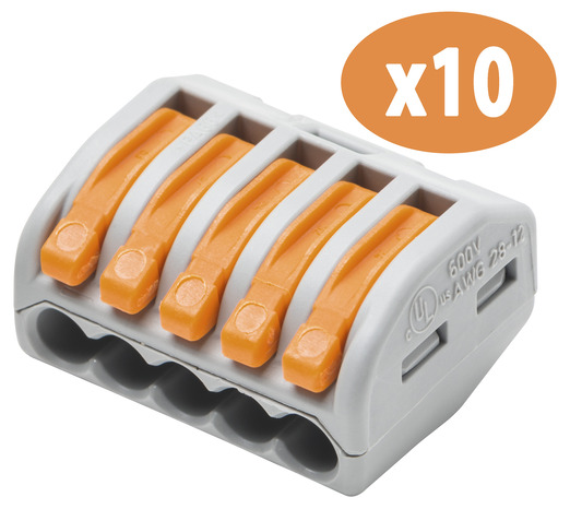 Lot de 10 bornes de connexion 5 entrées - WAGO - Brico Dépôt