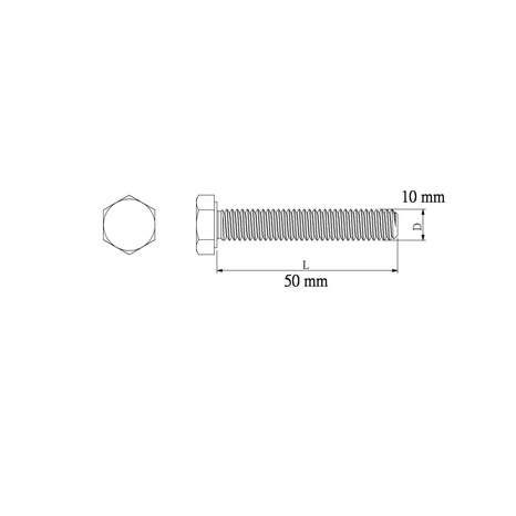 Boulons tête hexa inox 10 x 50 mm 4 kg  - Diall - Brico Dépôt