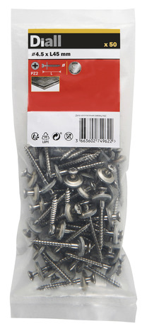 Vis de gaine inox A2 4,5 x 45 mm - 50 pièces - Diall - Brico Dépôt