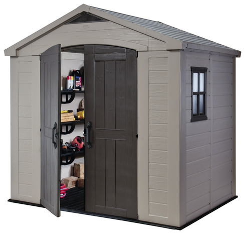 Abri de jardin imitation aspect bois beige "Factor" 4,5 m² - L. 2,56 x P. 1,82 x H. 2,43 m - Keter - Brico Dépôt