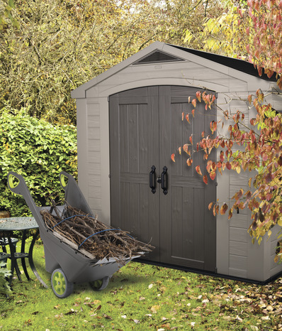 Abri de jardin imitation aspect bois beige "Factor" 4,5 m² - L. 2,56 x P. 1,82 x H. 2,43 m - Keter - Brico Dépôt