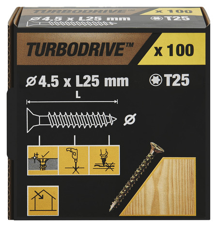 Vis agglo plates 4,5 x 25 mm 100 pièces - Turbodrive - Brico Dépôt
