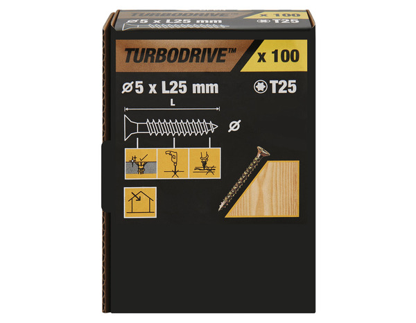 Vis agglo plates 5 x 25 mm 100 pièces - Turbodrive - Brico Dépôt