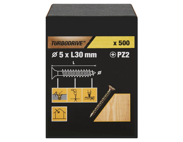 Vis agglo turbo 5 x 30 mm 500 pièces - Turbodrive - Brico Dépôt