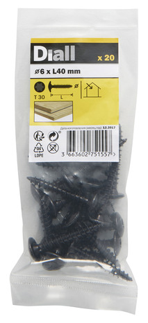 Vis de charnière 6 x 40 mm - 20 pièces - DIALL - Diall - Brico Dépôt