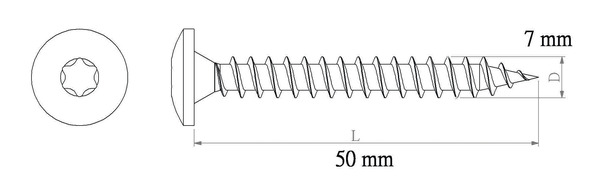 Vis de charnière 7 x 50 mm - 20 pièces - DIALL - Diall - Brico Dépôt