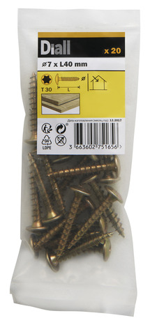 Vis charnière 7 x 40 mm 20 pièces - Diall - Brico Dépôt