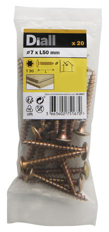 Vis de charnière 7 x 50 mm - 20 pièces - DIALL - Diall - Brico Dépôt