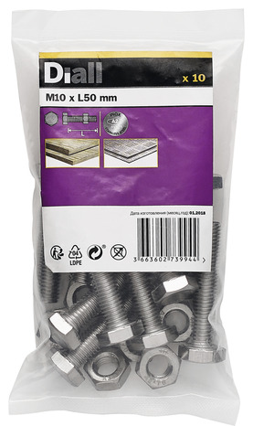 Boulons tête hexa inox 10 x 50 mm - Diall - Brico Dépôt