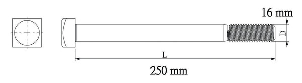 Boulon charpente Galva 16 x 250 mm - Diall - Brico Dépôt