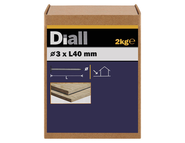 Pointes tête plates galva 3 x 40 mm 2 kg - Diall - Brico Dépôt