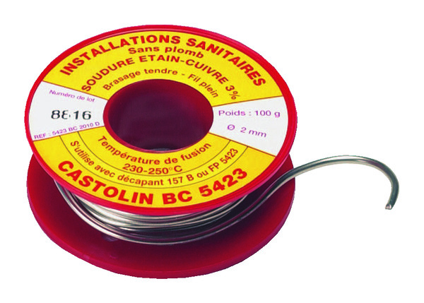 Fil plein BC 5423 pour réaliser les installations sanitaires Ø 2 mm 100 gr - Castolin - Brico Dépôt