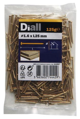 Clou tête ronde - Or - 1,6 x 25 mm - 125 g - Diall - Brico Dépôt