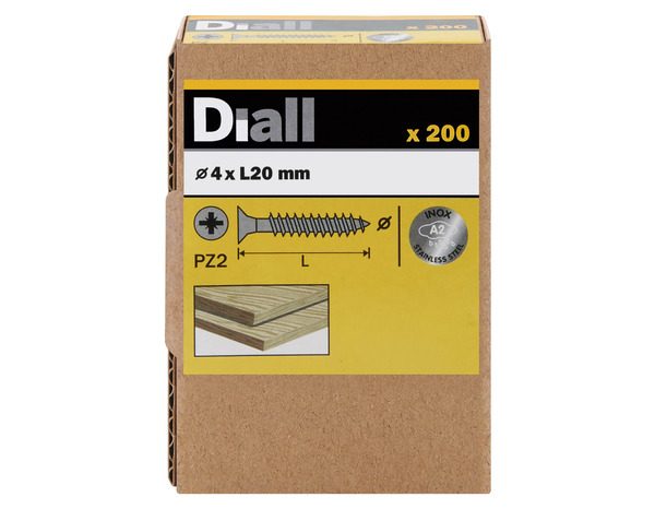 Vis agglo fraisées inox A2 4 x 200 pièces - Diall - Brico Dépôt