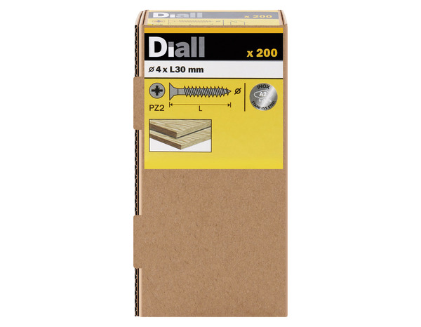 Vis agglo fraisées inox A2 4 x 30 mm 200 pièces - Diall - Brico Dépôt
