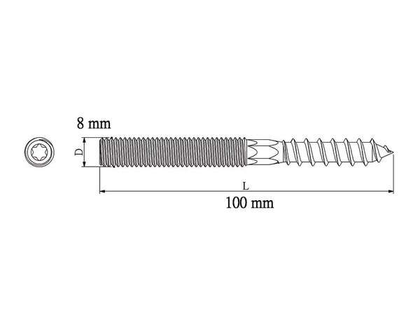 Tourillon bois/métal plat 8 x 100 mm 1 pcs  - Diall - Brico Dépôt
