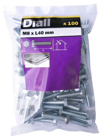 Vis métaux tête hexa 8 x 40 mm 100 pcs - Diall - Brico Dépôt