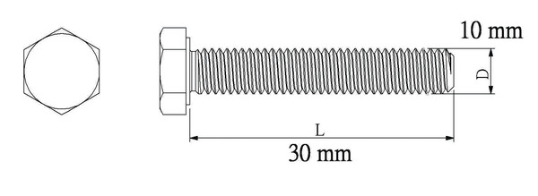 Vis métaux tête hexa 10 x 30 mm 100 pcs - Diall - Brico Dépôt