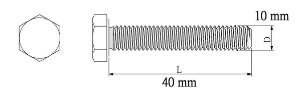 Vis métaux tête hexa 10 x 40 mm 100 pcs - Diall - Brico Dépôt