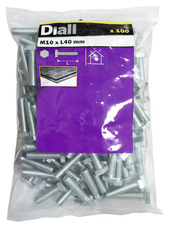 Vis métaux tête hexa 10 x 40 mm 100 pcs - Diall - Brico Dépôt