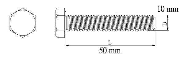 Vis métaux tête hexa 10 x 50 mm 100 pcs  - Diall - Brico Dépôt