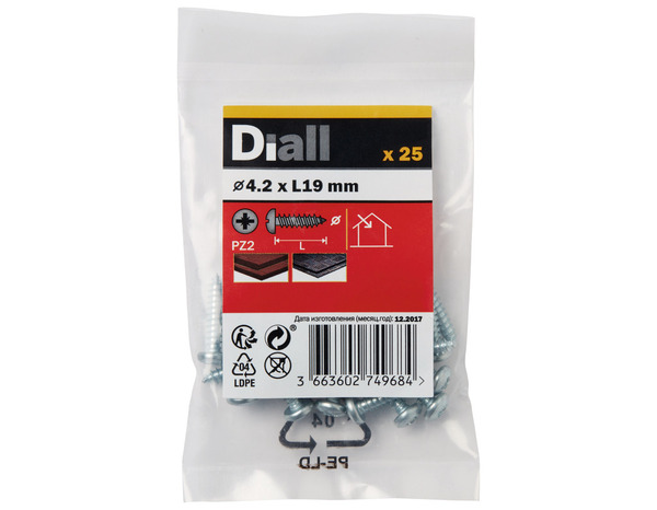 25 vis tôle plates 4,2 x 19 mm - Diall - Brico Dépôt