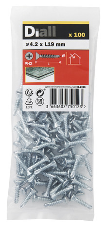 Vis autoperformantes plates 4,2 x 19 mm 100 pièces - Diall - Brico Dépôt