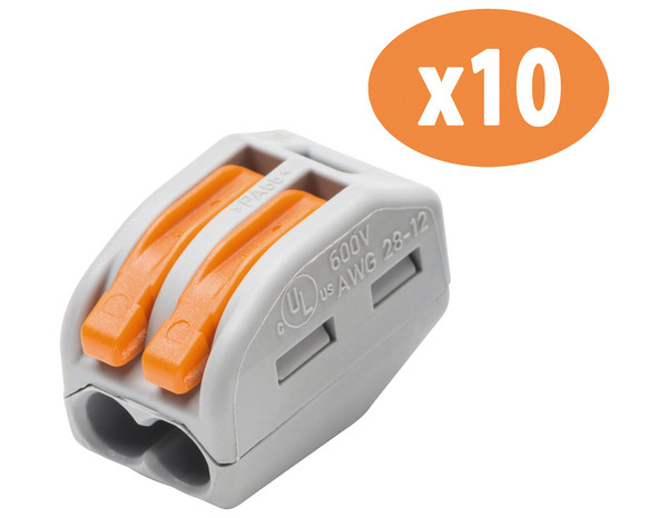 Lot de 10 bornes de connexion 2 entrées - WAGO - Brico Dépôt