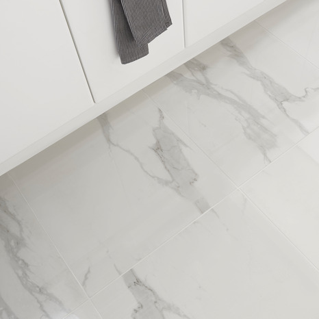 Carrelage de sol intérieur "Ultimate marble" blanc - l. 59,5 x L. 59,5 cm - GoodHome - Brico Dépôt