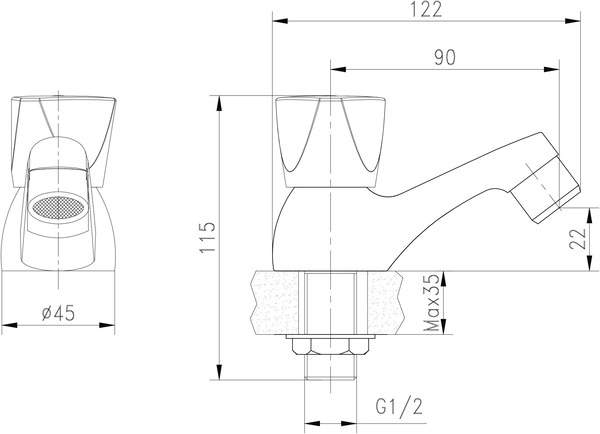 Robinet lave-mains "Meria" - H. 6,9 cm - Brico Dépôt