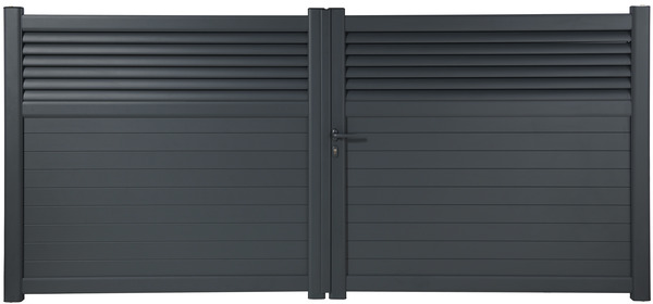 Portail aluminium battant gris anthracite "Vento" - L. 3,50 m x H. 1,60 m - Brico Dépôt