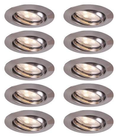 Lot de 10 spots GU10 orientables - Alu brossé - Brico Dépôt