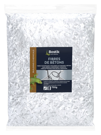 Fibres de béton à mélanger avec le ciment - sachet de 750 g - Bostik - Brico Dépôt