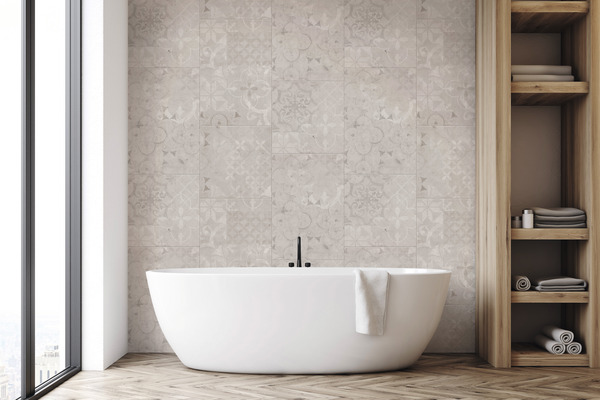 Lambris PVC imitation carreaux de ciment L. 2,60 m x l. 35 cm x Ép. 5 mm - Brico Dépôt