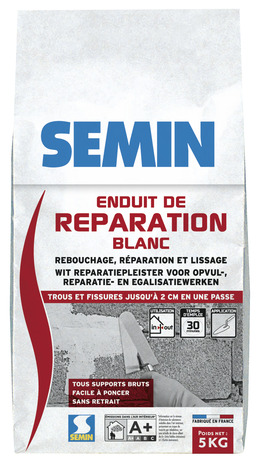 Enduit de réparation blanc - sac de 5 kg - Semin - Brico Dépôt