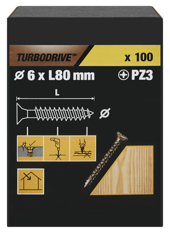 Vis agglo plates PZ 6 x 80 mm 100 pcs - Turbodrive - Brico Dépôt