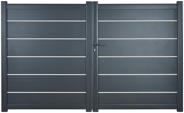 Portail aluminium battant gris anthracite "Amarante" - L. 3 x H. 1,80 m - Brico Dépôt