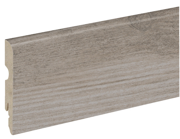 Plinthe décor imitation chêne gris brut nervuré L. 220 x - H. 8 cm x Ép. 13 mm - GoodHome - Brico Dépôt