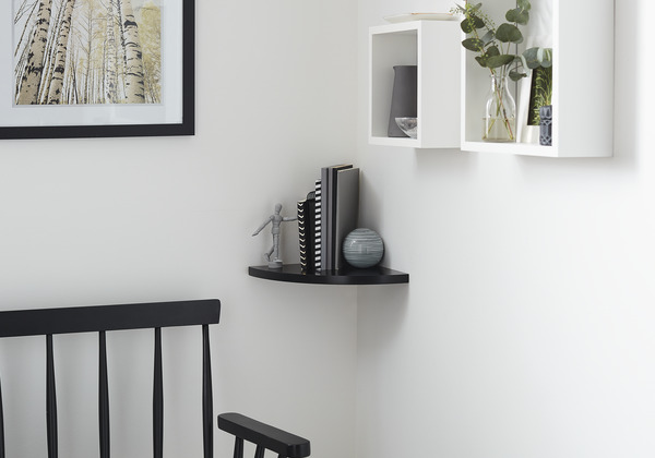 Tablette d'angle noire L. 25 x p. 25 cm - Ép. 18 mm - GoodHome - Brico Dépôt