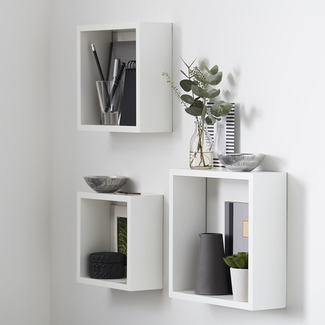 Lot de 3 cubes blanc satin Riggia 30 cm - GoodHome - Brico Dépôt