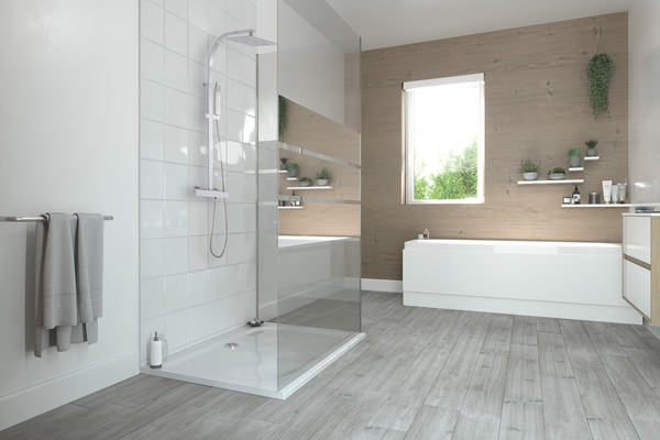 Paroi de douche à l'italienne Walk-In "Beloya" l.120 cm en verre effet miroir - GoodHome - Brico Dépôt
