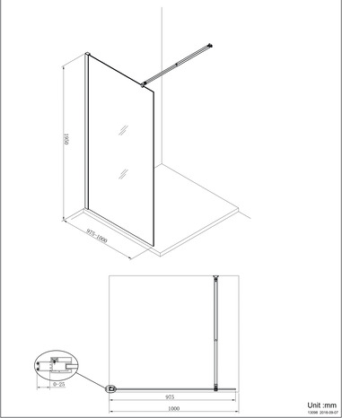 Paroi de douche à l'italienne Walk_In "Beloya" l.100 cm en verre effet miroir - GoodHome - Brico Dépôt