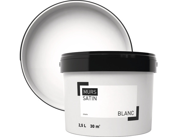 Peinture murale intérieure acrylique Satin Blanc 2.5 L - Brico Dépôt