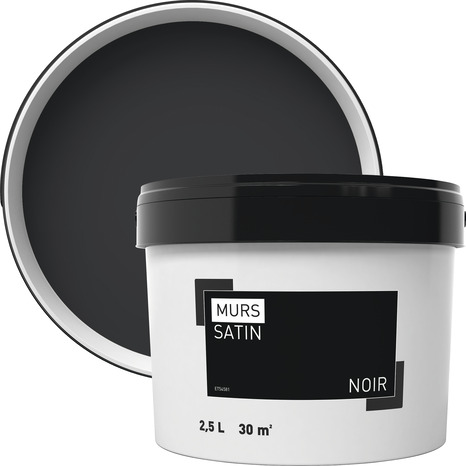 Peinture murale intérieure acrylique satin noir 2.5 l - Brico Dépôt